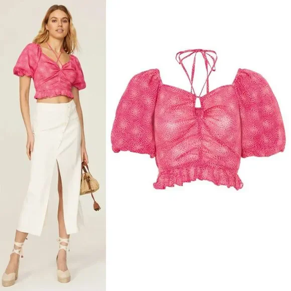 Anthropologie Banjanan Agatha Crop Top in Pink Size Large $185 - Picture 14 of 14